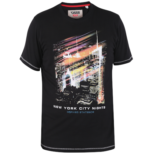 D555 Camborne New York City Nights Printed T-Shirt Black